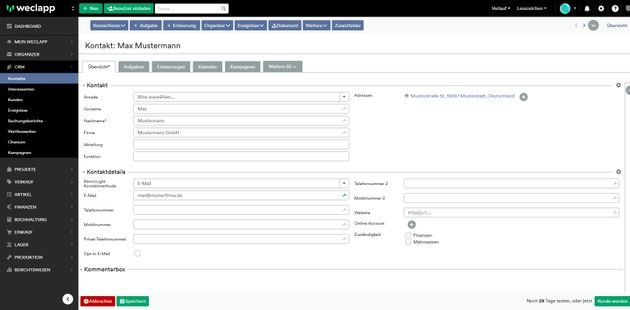 In den 360-Grad-Kundenakten konvertieren Sie Ihre Kontakte und hinterlegen zusätzliche Infos