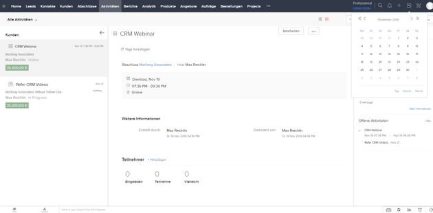 Im öffentlich zugänglichen Team-Kalender planen Sie Termine und Aktivitäten für alle Mitarbeiter
