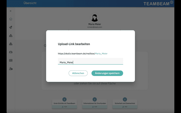 Ihren individuellen Link können Sie mit TeamBeam außerdem konfigurieren oder mit mehreren Sicherheitsoptionen schützen