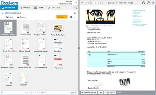 Die Weboberfläche von DocuWare ist leicht zu bedienen