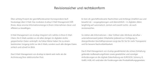 So präsentiert sich zum Beispiel der Archivierungs-Service von d-velop.