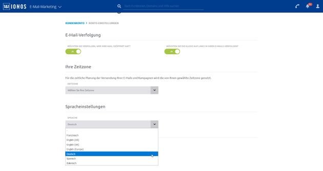 Das Interface von 1&1 IONOS E-Mail-Marketing überzeugt durch Übersichtlichkeit und eine moderne Aufmachung