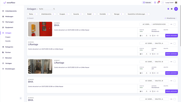Speichere Infos zu allen gewarteten Anlagen zentral in wowflow, wo dein Team jederzeit darauf zugreifen kann