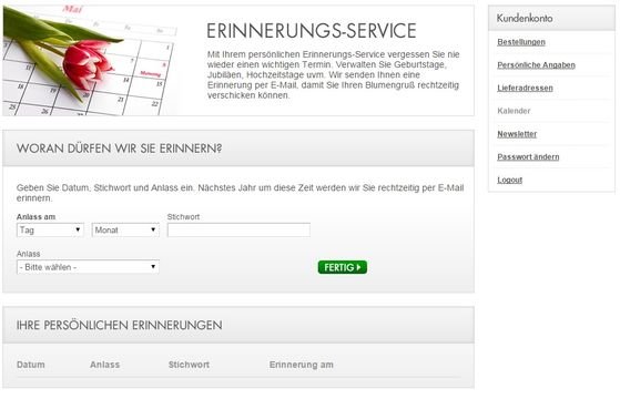 Der Erinnerungsservice von Blume2000