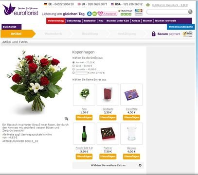 Die Größenauswahl bei Euroflorist