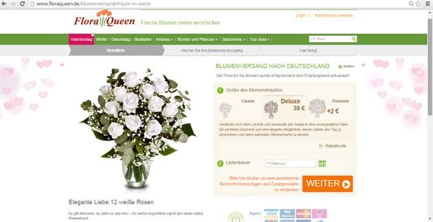 Weiße Rosen zum Valentinstag und zu Ostern bei Floraqueen