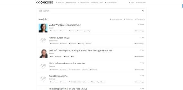 Mithilfe des aufgeräumten User Interface finden Sie schnell Jobs und Talente