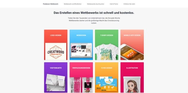 Wettbewerbe können Sie bei Freelancer in verschiedenen Kategorien anlegen