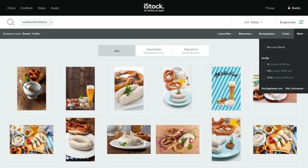 Diverse Filter helfen bei der Suche nach dem passenden Bild
