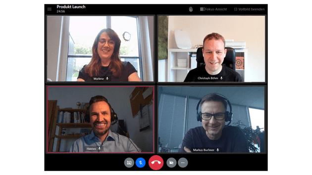 Starte Meetings und Videocalls mit deinen Kolleg:innen direkt in yuu Phone
