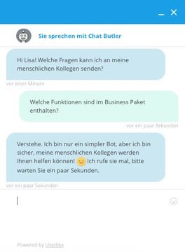 Der Chat Butler kümmert sich um Ihre Kunden, wenn Sie gerade nicht erreichbar sind