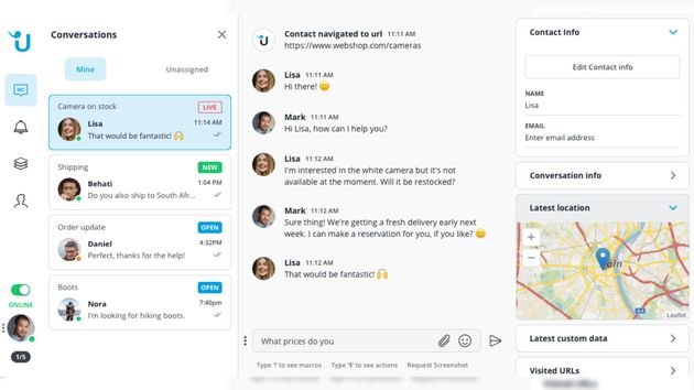 Das zentrale Message Center bündelt alle eingehenden Nachrichten und lässt Ihre Support- und Sales-Mitarbeiter operieren