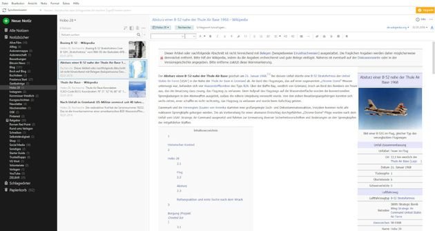 Die Benutzeroberfläche von Evernote ist übersichtlich und einfach zu bedienen