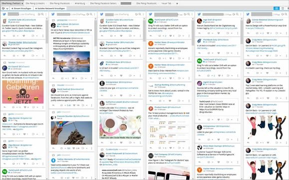 Auf dem Dashboard von Hootsuite laufen viele Kanäle aus verschiedensten Netzwerken zusammen