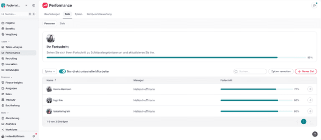 In Factorial bilden Sie alle Ihre Mitarbeiter:innen in der übersichtlichen Datenbank ab