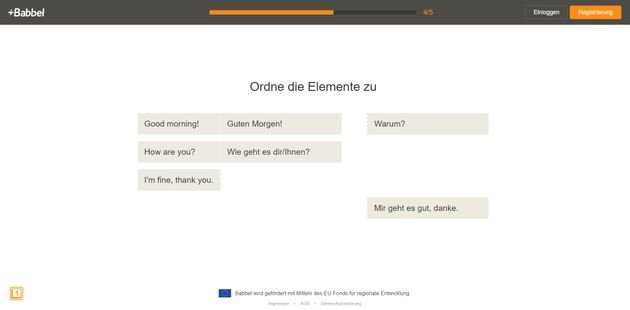 Mit dem Einstufungstest bestimmt Babbel, welchen Kurs und welche Lektionen Sie belegen sollten