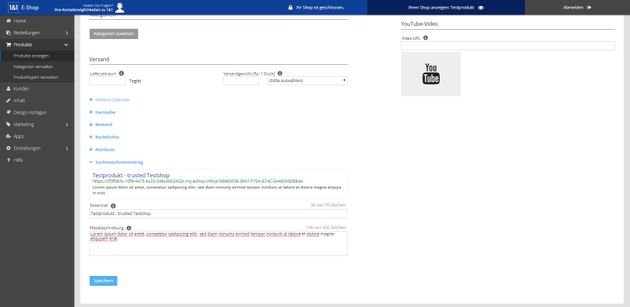 Die SEO-Einstellungen beschränken sich größtenteils auf Meta-Title und -Description