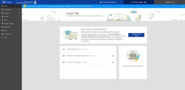 Im Dashboard bekommen Sie eine Übersicht über aktuelle Ereignisse in Ihrem Shop