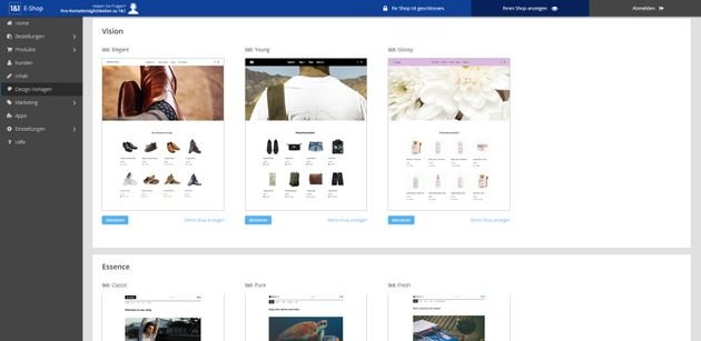 Von jeder Design-Vorlage gibt es bei 1&1 IONOS E-Shop mehrere Versionen