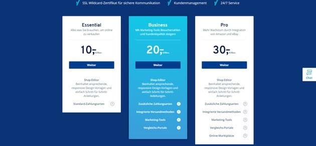 Das Preissystem von 1&1 E-Shop im Überblick