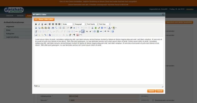 Die drögen Eingabemasken werden teilweise durch einen WYSIWYG-Texteditor ergänzt