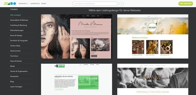 JimdoShop wartet mit über 100 ansprechenden Designvorlagen für Ihre Online-Shop auf