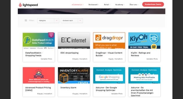 Auf Wunsch werten Sie Ihr Shopsystem mit zusätzlichen (kostenpflichtigen) Apps auf