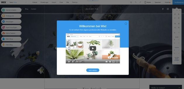 Ein kleines Videotutorial begrüßt Sie beim Start des Editors und erleichtert die ersten Schritte mit Wix