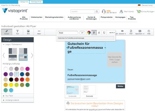 Online-Editor bei vistaprint