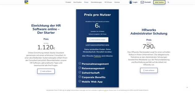 Mit diesen Preisen und Gebühren müssen Sie rechnen, wenn Sie HRworks nutzen wollen