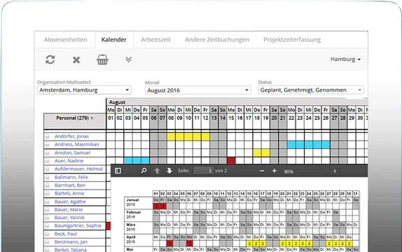 Auch Urlaubs- und Fehlzeiten lassen sich mit rexx Personalmanagement erfassen