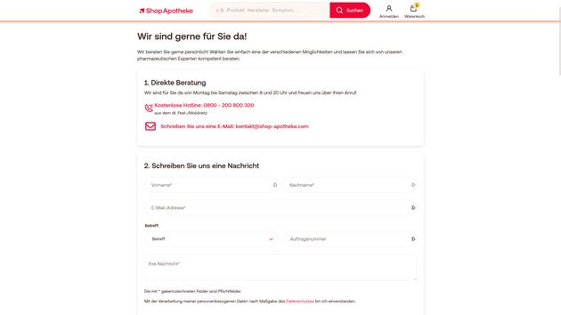 Ihr Kontakt zur shop-apotheke