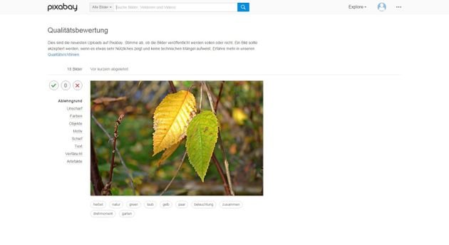 User bewerten neu hochgeladene Bilder