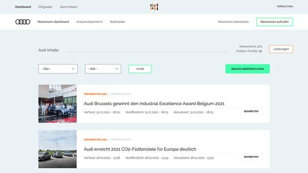 In der übersichtlichen TRENDKRAFT-Oberfläche haben Sie alle aktuellen Veröffentlichungen und Inhalte stets im Blick