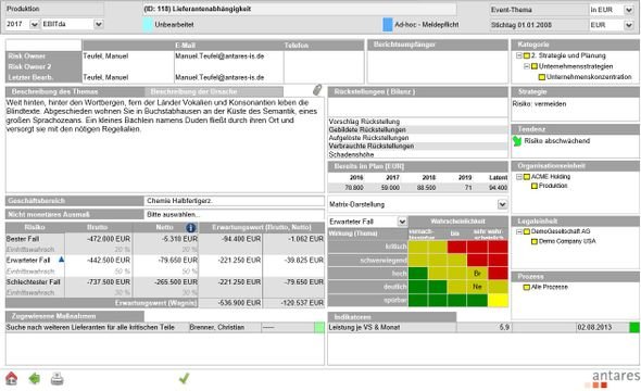 In der dynamischen RiskMap sammeln Sie alle Informationen über Ihre RIsiken - auch mit einer Risikomatrix