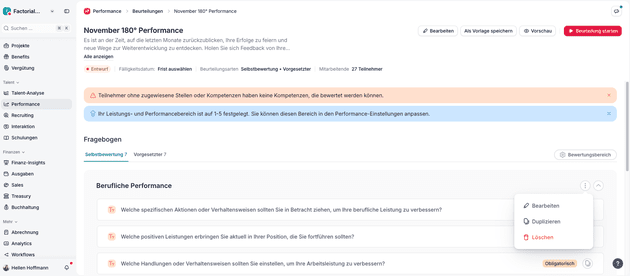 Erstellen Sie ganz einfach Fragebögen für die Leistungsbeurteilung