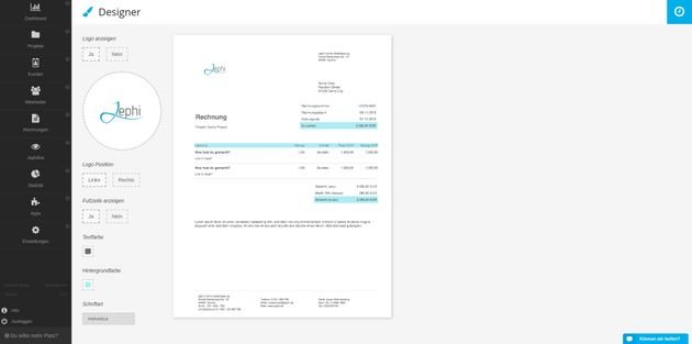 Im Rechnungsdesigner passen Sie die Muster für Ihre automatisch generierten Rechnungen an