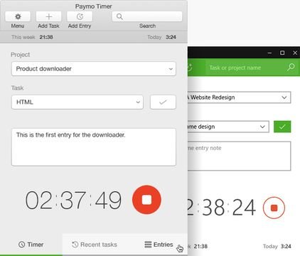 Die digitale Stoppuhr der Paymo App