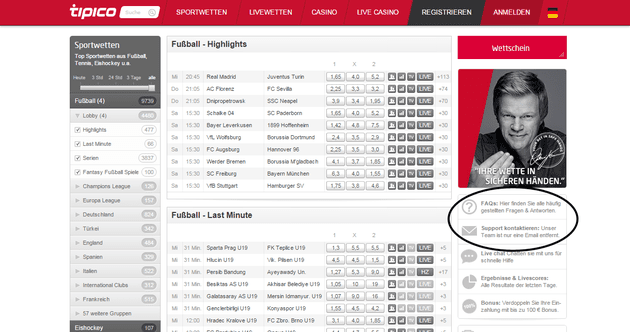 Gut gelungene Platzierung der FAQ's