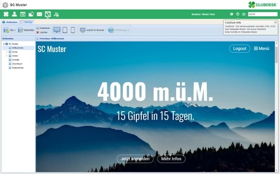 In ClubDesk Vereinssoftware integriert: Die eigene Vereins-Website