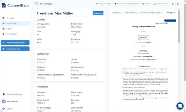Alle wichtigen Daten und Infos zu allen Verträgen sind mit ContracHero jederzeit griffbereit