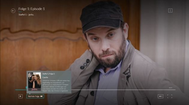 Der Player von maxdome wirkt modern und punktet durch Understatement