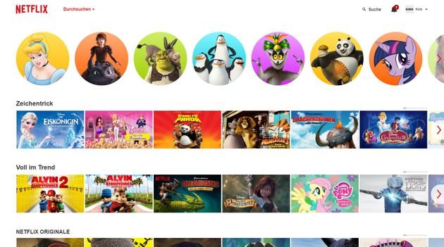 Das abgetrennte Kinderprofil ist Standard bei Netflix und beinhaltet altersgerechte Inhalte