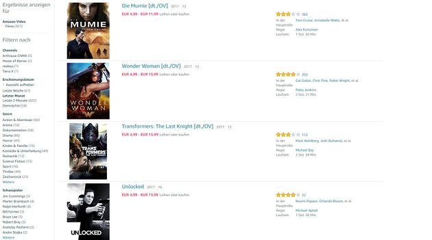 Amazon Prime Video ist aufgebaut wie der Amazon-Shop. Das kann verwirrend sein