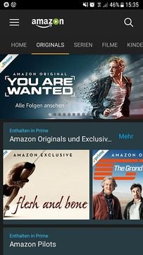 Amazon Prime Video ist auch als mobile App verfügbar. Hier etwa die Ansicht auf Android-Geräten