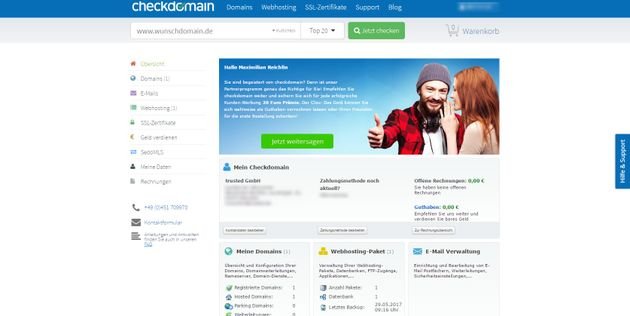 Der Kundenbereich ist ansprechend und übersichtlich