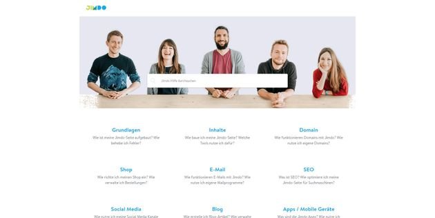 Das Support-Center des neuen Jimdo-Baukastens