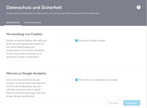 Hier können Sie Ihre Datenschutzerklärung anpassen und aktivieren