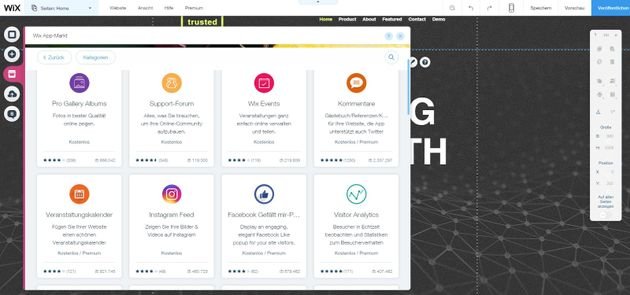 Der Wix App-Markt bietet eine Reihe an nützlichen Drittentwickler-Tools