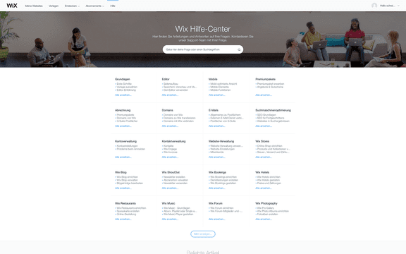 Das Support-Center bei Wix